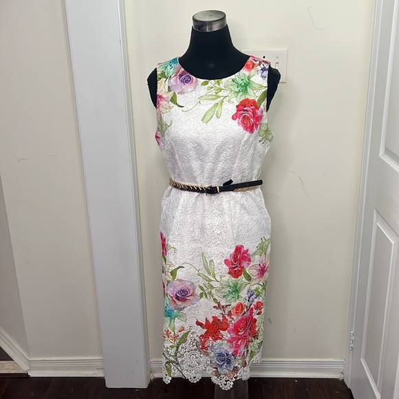 Cleo Unique Floral Sheath Dress Size 12 - Picture 14 of 16